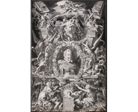 Aegidius Sadeler the Younger (1568-1629)Portrait of Bartholomeus Spranger with an Allegory on the Death of His Wife, Christin