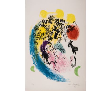 ** δ Marc Chagall (1887-1985)Les Amoureux aux Soleil Rouge (Mourlot 285; Cramer 43)Lithograph printed in colours, 1960, signe