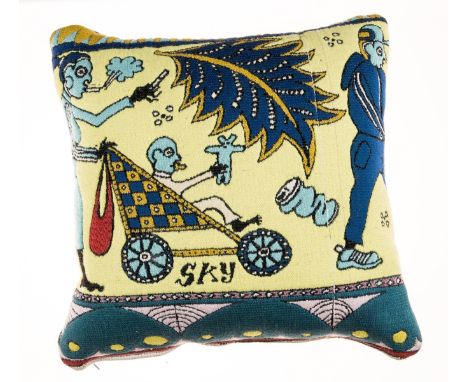 δ Grayson Perry (b.1960)Detail from the Walthamstow TapestryWool and cotton tapestry fragment fashioned into a cushion, 2009,