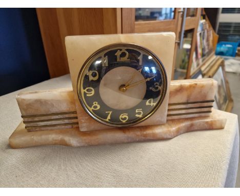 British Made Art Deco Marble Mantel Clock