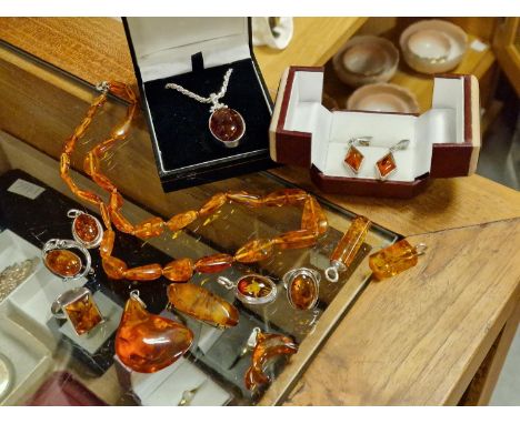 Collection of Amber and Sterling Silver Jewellery