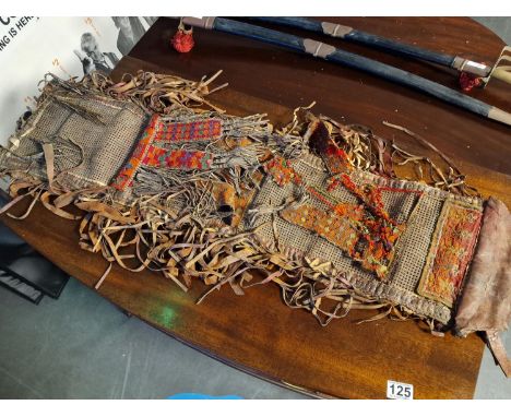 Large 19th Century (possibly earlier) Leather Native American Arrow Quiver - could be tribal African??