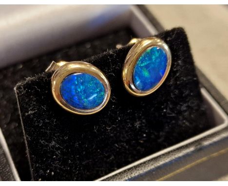 Pair of 9ct Gold &amp; Opal Stud Earrings