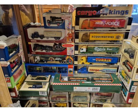 One Shelf of Die-Cast Toys and Trucks Lorries inc Corgi and CargoKings