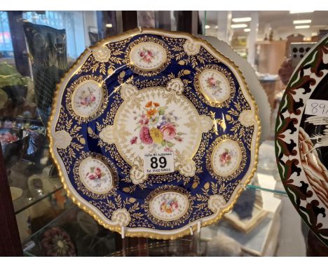 Turn-of-the-Century Royal Worcester Coalport Blue Floral Batwing Plate - 26cm diameter