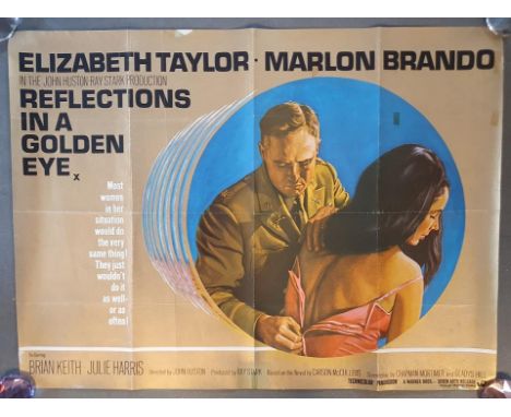 Folded UK quad film poster (40"x30") for Reflections in a Golden Eye [1967] (tapemarks to top-right, light paperloss dotted a