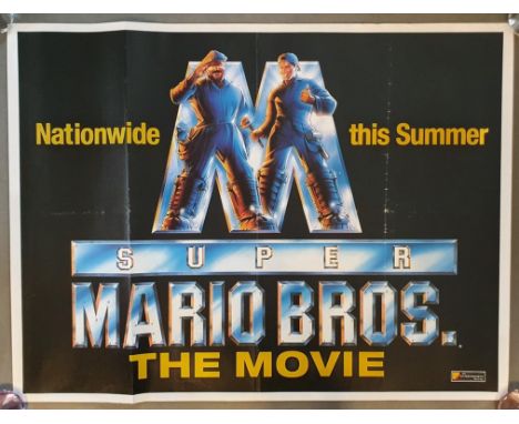 Folded UK advance quad film poster (40"x30") for Super Mario Brothers [1993] (light foldwear)