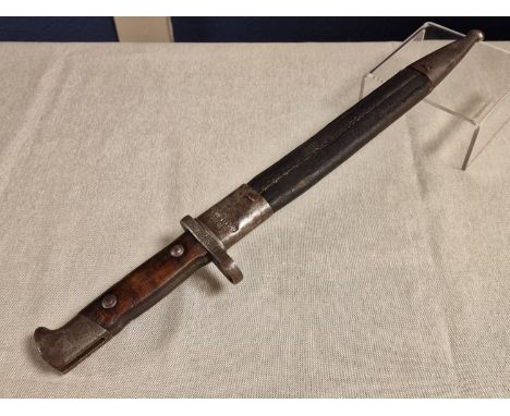 Early German Bayonet Dagger, Alex Coppel Solingen and marked '22 BRMG 24' to the handle and the scabbard - 40.5cm long - Mili