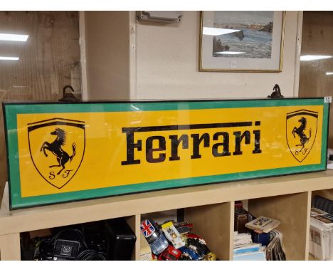 Very Large Light-Up Illuminated Ferrari Sportscar Advertising Sign - Automobilia Interest, in working order and 122x20x31cm