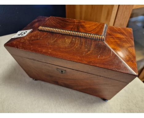 Antique Sarcophagus Wooden Tea Caddy - 22.5x13x14cm