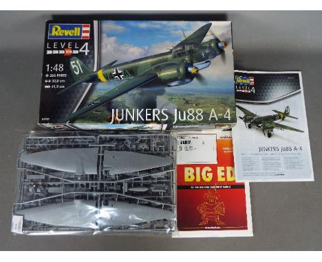 Revell - a Junkers Ju88 A-4 kit plane, scale 1.48, #03935, box appears in excellent condition, one clear sealed package of ki