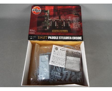 Airfix - a 1827 Paddle Steamer Engine model kit A08870, box is open with one sealed bag with contents and instructions, box i