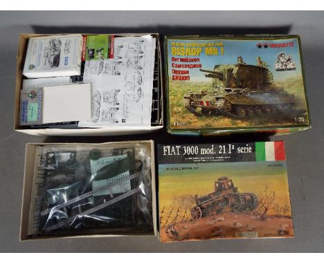 Tauro Models - a Fiat 3000 Model 21, 1.35 scale kit, #104 box is open with one clear packaging bag containing contents and in