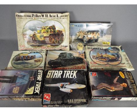 Star Trek - U.S.S. Enterprise model kit by Ertl #6676, part built, Star Trek #8774 empty box, Star Trek Deep Space Nine by Er