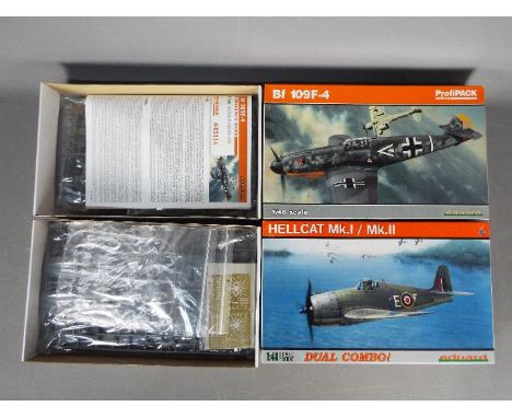 Eduard - Two boxed 1:48 scale plastic military aircraft model kits. Lot includes Eduard #82114 Messerschmitt Bf 109F-4 Profip