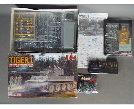 Dragon - a Tiger 1 Initial Production sPzAbt 502 Leningrad 1943 model kit by Dragon, 3 in 1, model No. 6252, 1:35 scale, cont