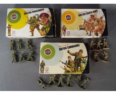 Airfix - three Airfix 1.32 scale soldiers from the Military Series to include British Eighth Army, British Commandos and Brit