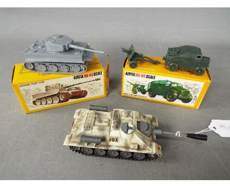 Airfix - Corgi - two Airfix HO/OO scale vehicles to include a German Tiger Tank, a Field Gun &amp; Tractor (boxed), also incl