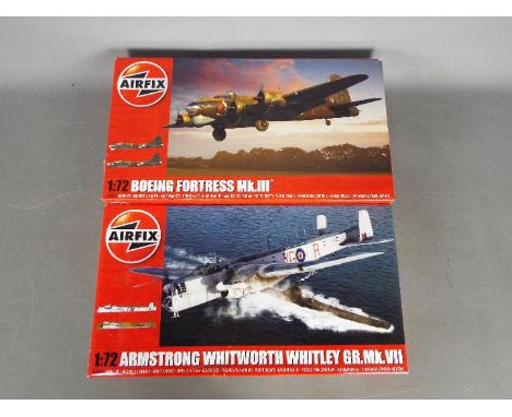 Airfix - Two plastic model military aircraft kits in 1:72 scale by Airfix. Lot includes A08018 Boeing Fortress Mk.III; and A0