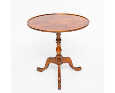 LATE 19TH CENTURY BURR ELM TRIPOD TABLE
with turned support, 69cm high, 68.5cm diameter
