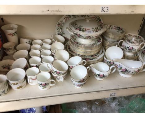 Wedgwood Hathaway Rose china dinner ware etc. approx. 80 piecesCondition: chip and crack to vase, minor chip to cream jug rim