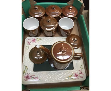 Royal Worcester chocolate set &amp; Belleek photo frame 