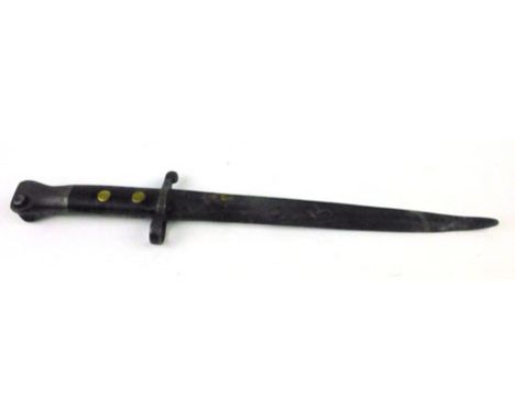 An 1888 pattern Lee Metford bayonet, with two studded wooden handle, release button, blade length 28cm with various visible s