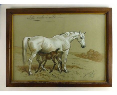 Basil Nightingale (1864-1940),'Like Mother's Milk',signed and dated 1925,off-set lithograph heightened in watercolour,50 x 72
