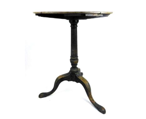 An 18th century mahogany tilt top tripod table on a turned column and three splayed legs. h. 71 cm, dia 54 cm CONDITION REPOR