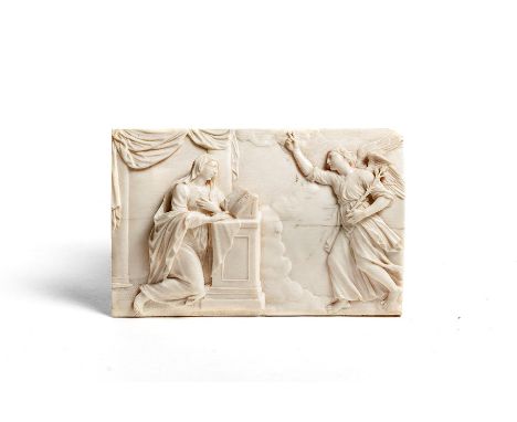 A small German or Flemish ivory panel of The Annunciation, 18th century
15cm wide, 10cm high.



NB: Requires a CITES license