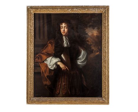 Circle of John Riley 
Portrait of a young gentleman, three-quarter-length, wearing armour, before a column 
Oil on canvas 
12