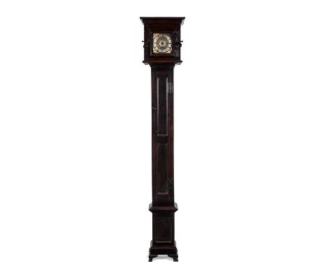 An interesting 18th century ebonised weight driven hook-and-spike alarm timepiece
Now contained in an 18th century longcase, 