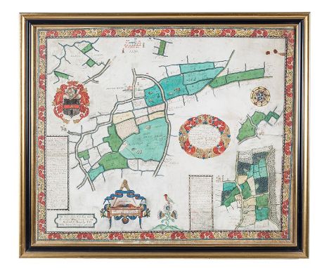 Of Kent interest, a 17th century hand-coloured land plan; ‘A Description of certaine parcells of land lying in the severall p