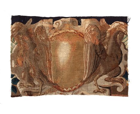 A pair of cushion covers of 17th century Flemish tapestry 
Designed with a display of roses, having fringed edge, 46cm sq. a 