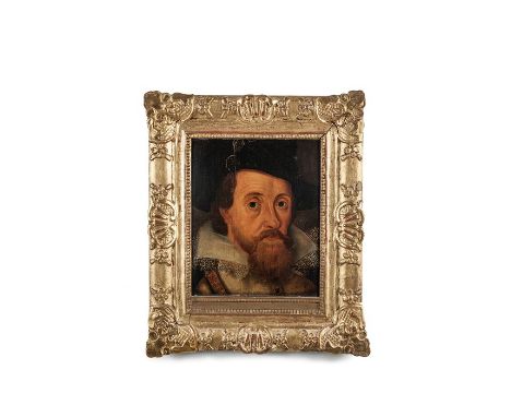 Follower of John de Critz 
Portrait of King James I of England and VI of Scotland (1566-1625) 
Oil on panel 
32.6cm x 26.8cm 