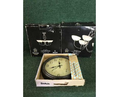 A large quantity of interior lighting, floor lamps, bulbs, wall clocks etc 