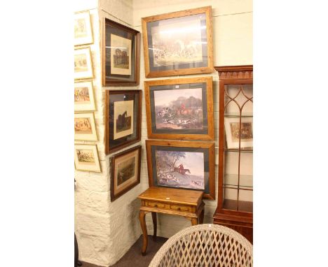 Six framed hunting prints and hardwood console table (7).