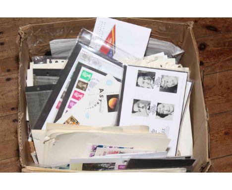 Large box of assorted stamps and first day covers.