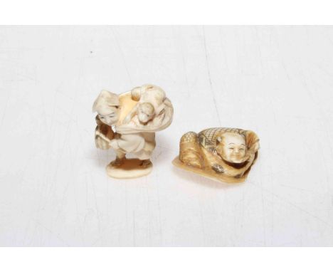 Two Japanese ivory figure netsuke.