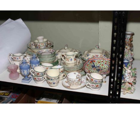 Victorian decorative porcelain bon bon dish, Copeland Spode, Royal Jasmine porcelain including tureens, mustache cup dated 19