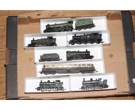 Six model Locomotives including two with tenders and Lima Tramcar.