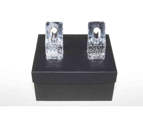 Pair of Waterford candlestick holders, 10cm high, with box and paperwork.