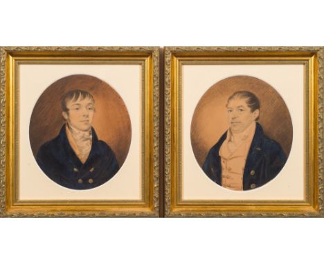 English School Circa 1817-
A portrait of William Wedgwood [1764-1831], head and shoulders;
A matching portrait of his son, En