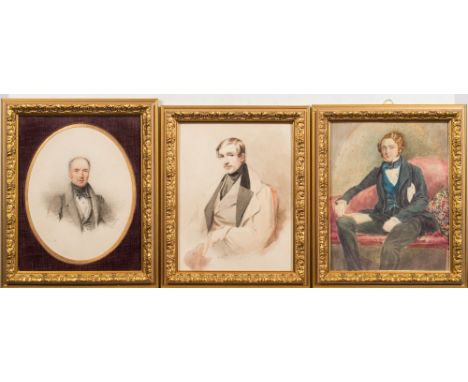 John Absolon [1815-1895]-
A portrait of a young gentleman artist:-
half-length seated
signed and dated1859
watercolour, 25 x 
