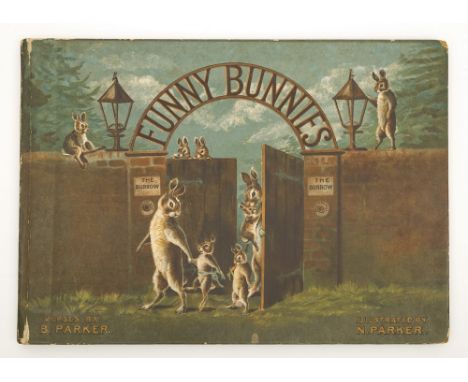 PARKER, B & N - Funny Bunnies : 12 colour plates, org. pictorial boards, oblong large 4to, lacks f.e.p, W & R Chambers, n.d. 