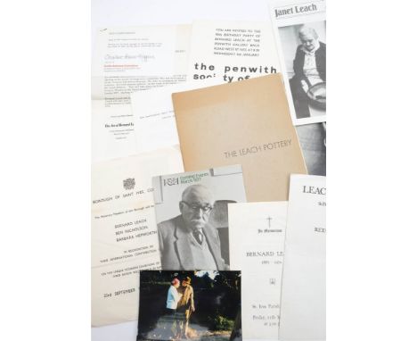 LEACH, Bernard - Leach Pottery exhibition catalogues:, price lists, booklets, inc. a signed presentation card from Bernard Le
