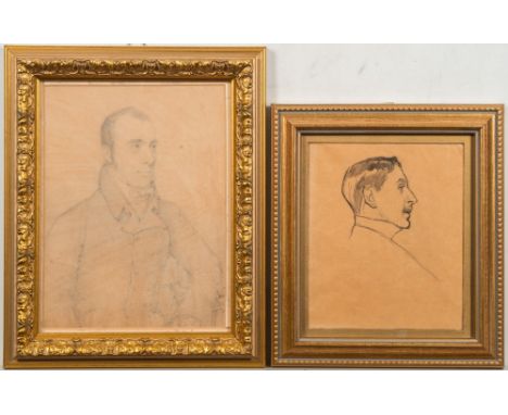 R Grayson [mid 19th Century]-
A portrait of a young man:- half-length seated, with dark wavy hair, wearing a frock coat and b