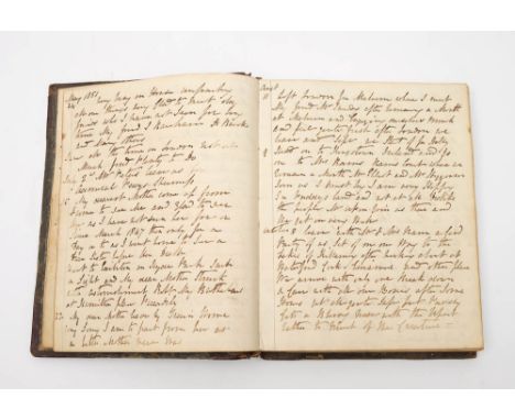 DIARY : 19th century manuscript diary of  James Wollen, nearly 300 closely written pages, half calf, 4to, 1848 - 1858.
