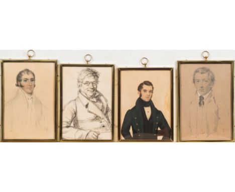 English School Circa 1835-
A miniature portrait of Charles Allen [1792-1889]:-, half-length seated, with dark wavy hair and s