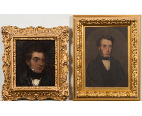 Anglo American School 19th Century-
A portrait of a young man, said to be Rev. James Livingston of New Orleans, circa 1835:, 